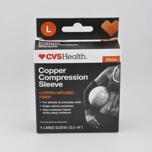 CVS Health Copper Compression Sleeve Large Black New‎ Elbow Support 453866